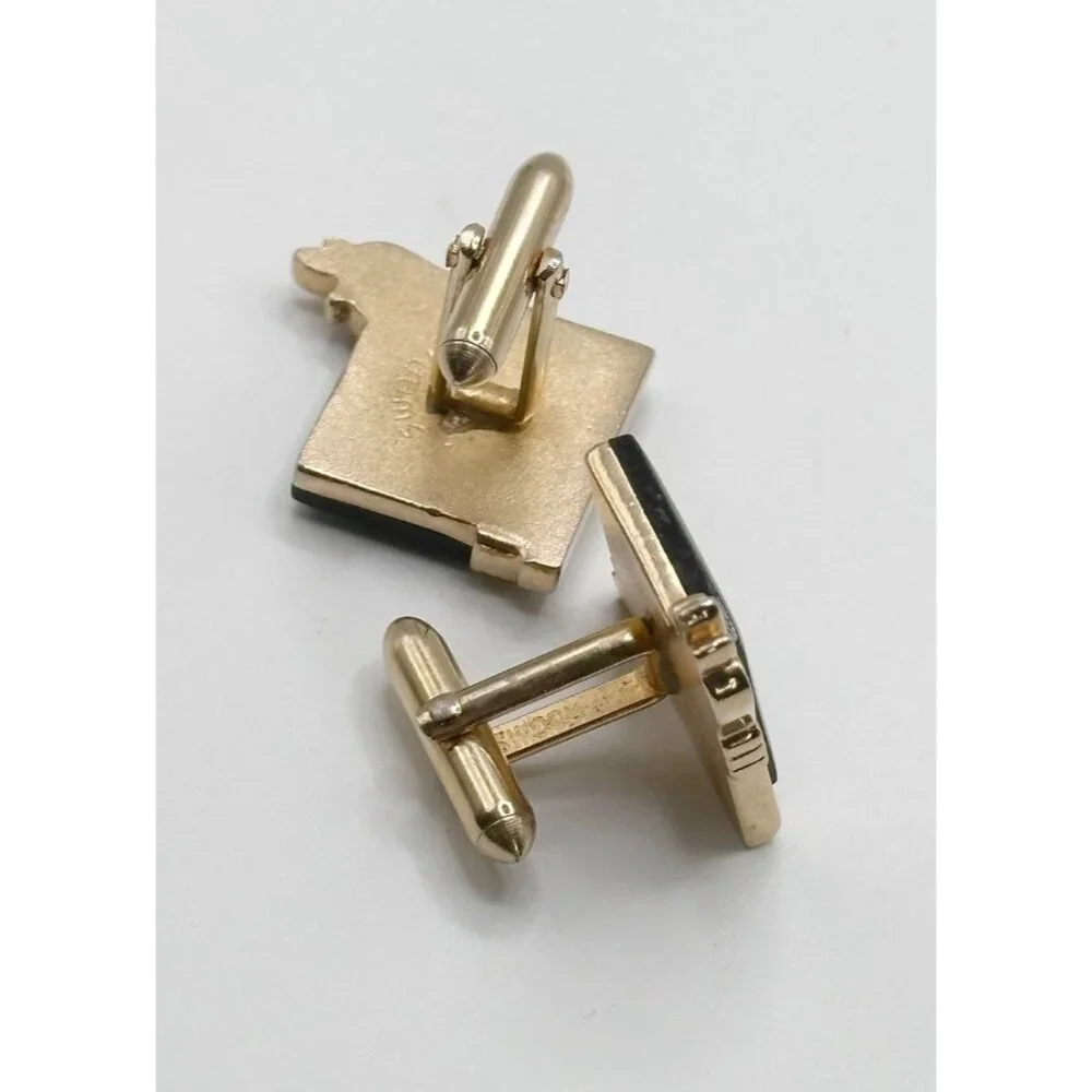 Swank Art‎ Deco Black Cabochon Square Cufflinks